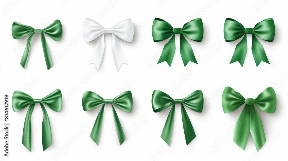 Aufkleber generative ai set of different green ribbons, on a white isolated background