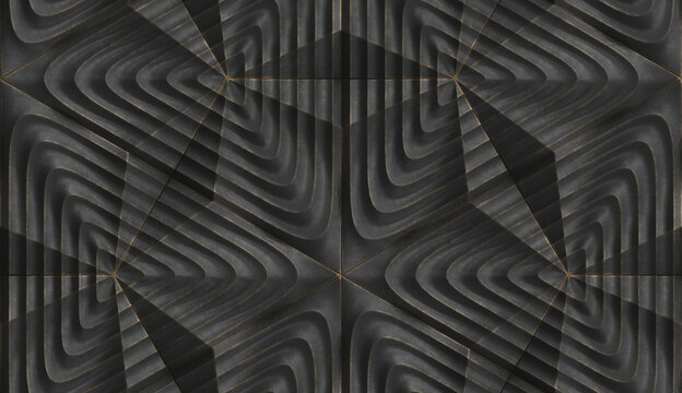 Geometric 3D module seamless pattern with flower influences