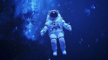 Fototapeta premium Astronaut Floating in Space, surrounded by the vastness of space and stars.