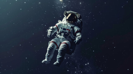 Fototapeta premium Astronaut Floating in Space, surrounded by the vastness of space and stars.
