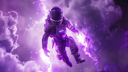 Naklejka premium Astronaut Floating in Space, surrounded by the vastness of space and stars.