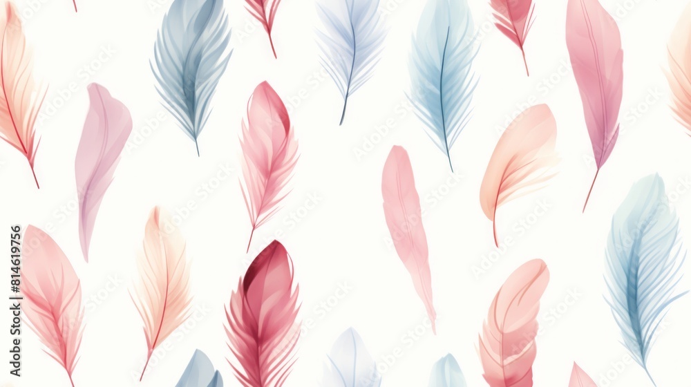 Poster Generative AI Simple aquarelle feather pattern