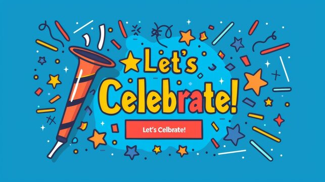 A festive banner filled with colorful confetti and bursting fireworks, symbolizing a celebratory atmosphere. The scene exudes joy and excitement, marking a special occasion or event worth celebrating.