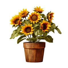 Obraz premium Brighten up your home with this beautiful sunflower bouquet! This arrangement is sure to bring a smile to your face and is perfect for any occasion.