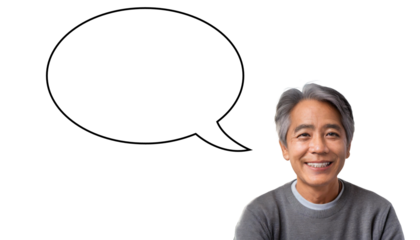 透過背景の中高年の日本人男性のバストアップ写真