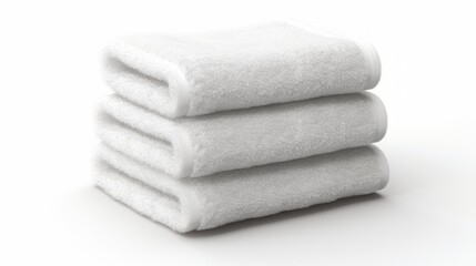 Generative AI stack of white towels realistic photo on white isolated background