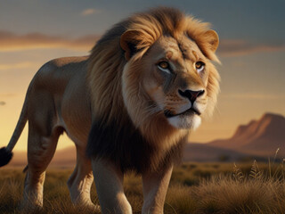 Lion cartoon with hunter 4K