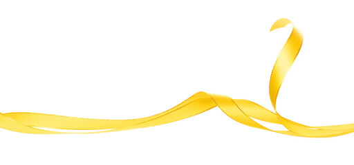 Gold Yellow ribbon long straight fly in air with curve roll shiny. Golden yellow ribbon for present...