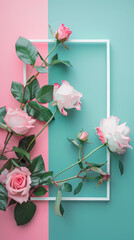 Rose flower frame decoration