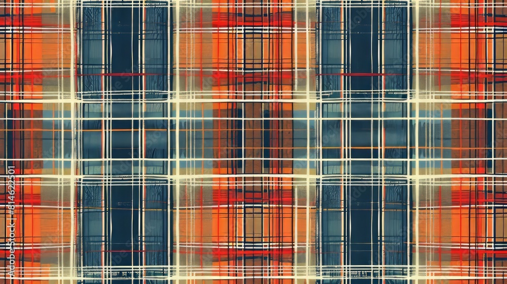 Poster generative ai tiny repeating plaid textile pattern, intricate lines, rich colors, seamless design, d
