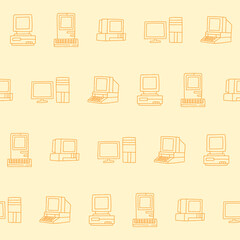 Outline Collection of Computer Seamless Pattern Vector illustration for Print, Wallpaper, Decoration.