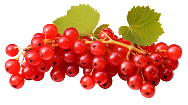 A cluster of red currants with a transparent background.