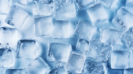 Ice cubes with water drops background