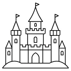 Fototapeta premium Royal Castle outline coloring book page line art illustration digital drawing