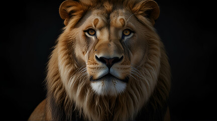 Lion king isolated on black, Generative.AI
