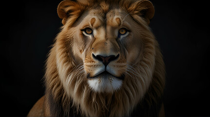 Fototapeta premium Lion king isolated on black, Generative.AI 