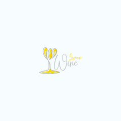 lemon with wine vector design template. vector illustration of wine glass icon