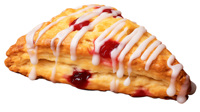 A cranberry orange scone with a transparent background.