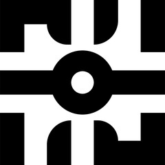 Abstract geometric pattern, monochrome design element.