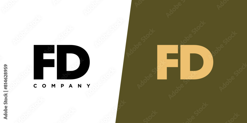 Fototapete letter f and d, fd logo design template. minimal monogram initial based logotype.