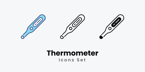 Thermometer Icons thin line and glyph vector icon stock illustration