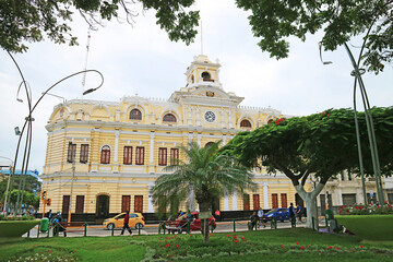 Ornate Building of Municipal Palace of Chiclayo, Lambayeque, Northern Peru, South America