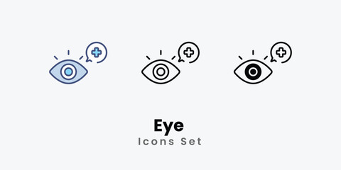 Eye Icons thin line and glyph vector icon stock illustration