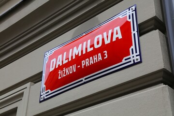 Street name in Zizkov district, Prague