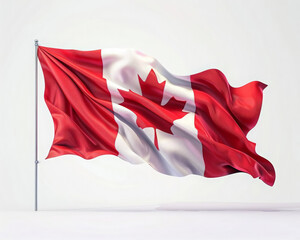 Waving flag of Canada isolated on a white background. Canada Day concept. Canada Civic Day Holiday card. 2d cartoon illustration.