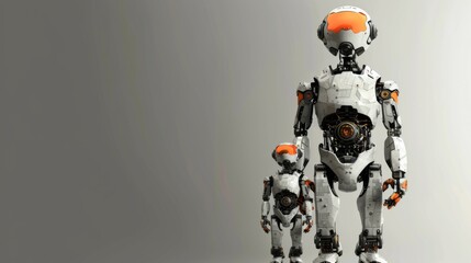 Two robots, representing a father and son, stand side by side in a colorful and imaginative Fathers Day illustration