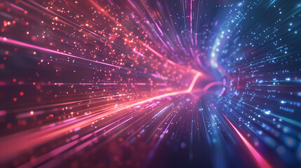 Naklejka premium Abstract futuristic background with colorful rays and glowing lines