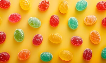  jelly candies on monochrome background,  Generative AI