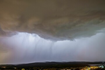 Big night thunderstorm in the mountains of Madrid. Guadarrama