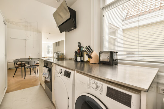 Modern and efficient kitchen interior with appliances
