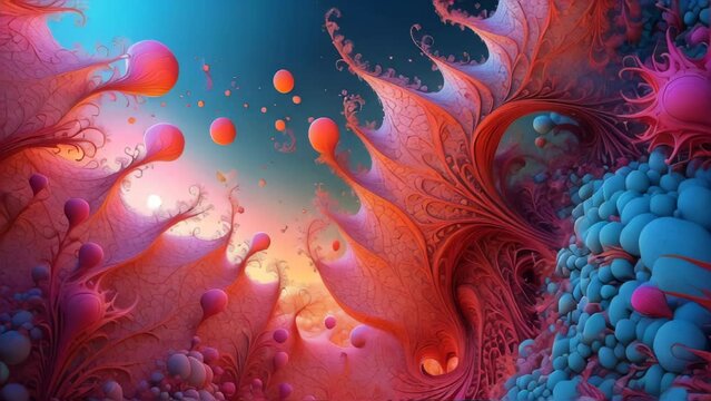 Abstract painting with vibrant colors and intricate patterns. AI.