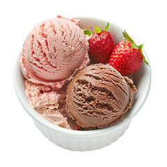 strawberry ice cream, on transparent background, clipping path, png