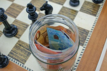 my savings in euros on the chessboard