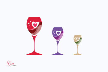 different color wine glass illustration