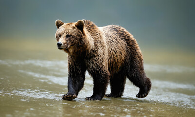Obraz premium Fantasy Illustration of a wild animal bear. Digital art style wallpaper background.