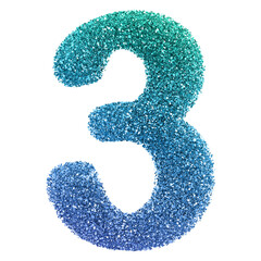 Gradient Glitter 3D Number 3