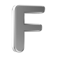 Silver 3D Font Letter F uppercase