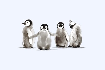 group of penguins penguins on the beach set of penguins