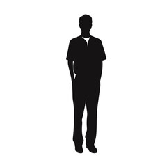Silhouette of Man in Casual Outfit Standing