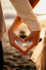Young couple embracing in a heart shape, symbolizing love and affection