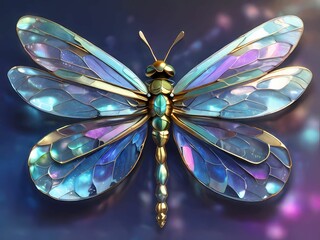 Generate a holographic representation of a dragonfly wing, abstracted into dynamic geometric forms...