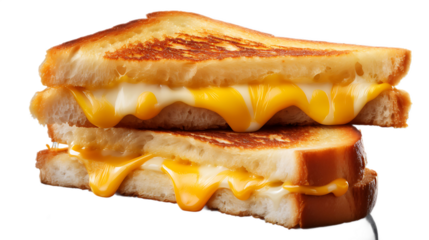 A grilled cheese sandwich with a transparent background.