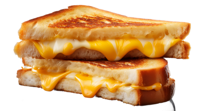 A grilled cheese sandwich with a transparent background. - Powered by Adobe