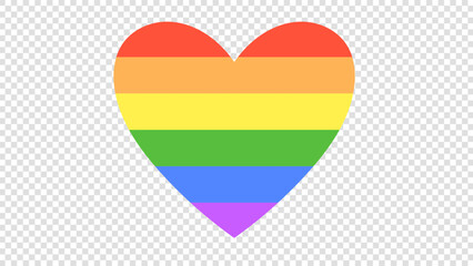 Heart symbol in Pride month stickers, LGBT flat style symbols with pride flags,isolated on a transparent background , illustration Vector EPS 10