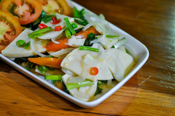 sausage salad, spicy salad or Thai spicy salad or Thai sausage salad