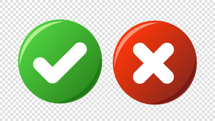 Check and Cross  mark icon vector isolated on a transparent background , illustration Vector EPS 10